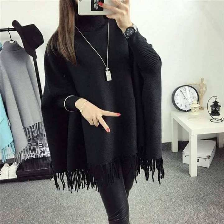 Stylish Black Poncho for her