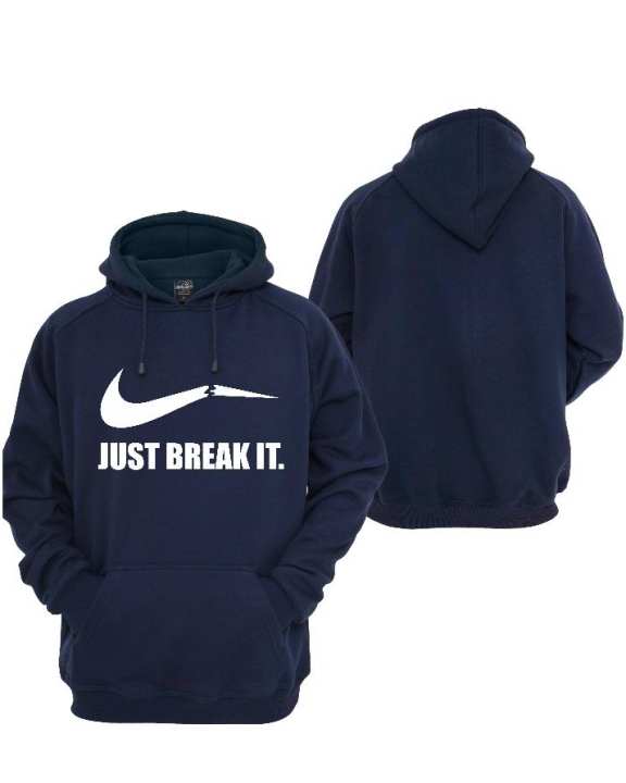 Blue Fleece Printed Pull Over Hoodie for Men