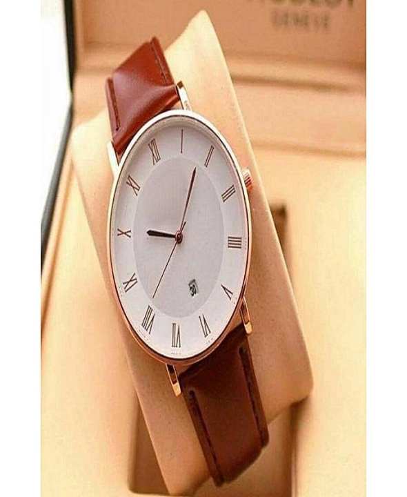 D Marts Brown Leather Date Analog Watch For Men