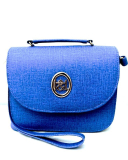 Blue Leather Rexine Cross Body Bag