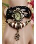 Pack of 2 black leather fancy watch for girls