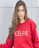 Red Celfie Printed Sweat Shirt For Women